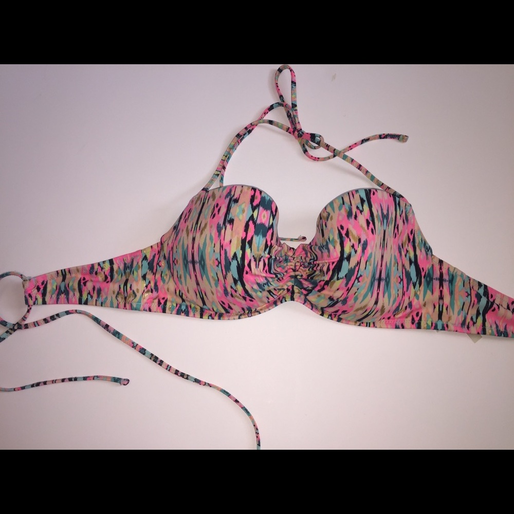 MULTICOLORED TIE BACK BIKINI TOP